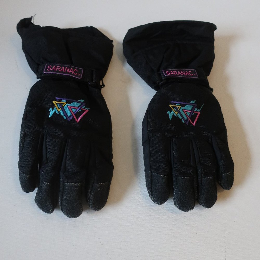 MENS SARANAC BLACK WINTER GLOVES SZ M *